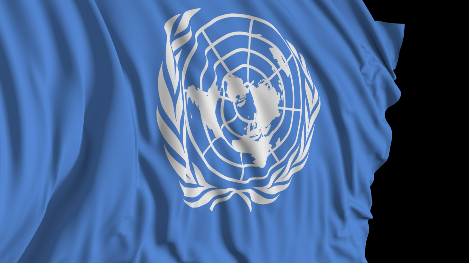 A close up of the UN flag.