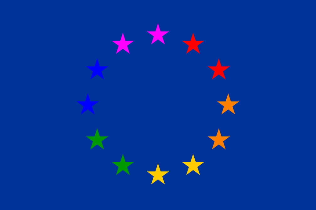 Rainbow coloured flag of EU
