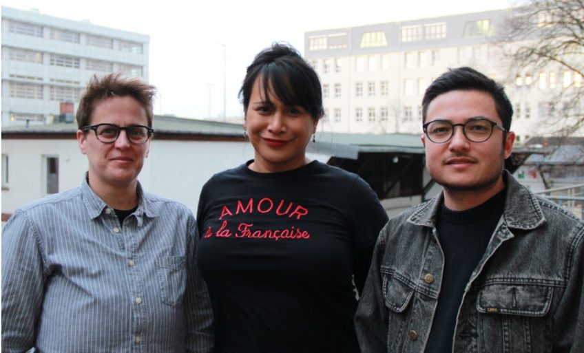Group photo of the new co-directors, Moritz G. Sander, Dinah Bons, and Akim Grx
