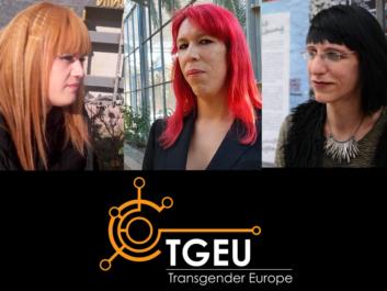 Emy, Oja, and Sabrina, from the video 'Listen to the Voices of Sex Workers!' TGEU logo at the bottom