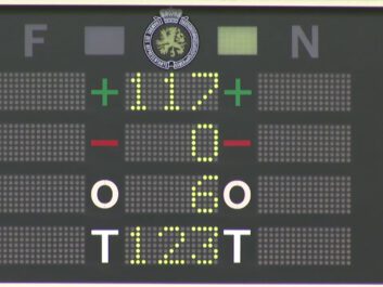 Belgian Parliament board displays voting results on the gender recognition law reform: 117 votes in favor, 6 abstentions.