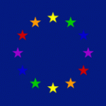 EU flag with rainbow-colored stars