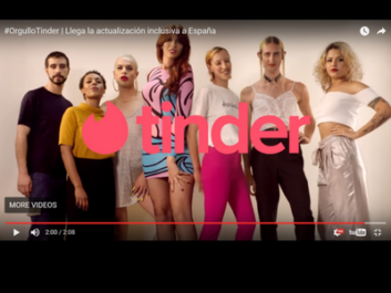 Capture from Tinder product release video ' #OrgulloTinder | Llega la actualización inclusiva a España'