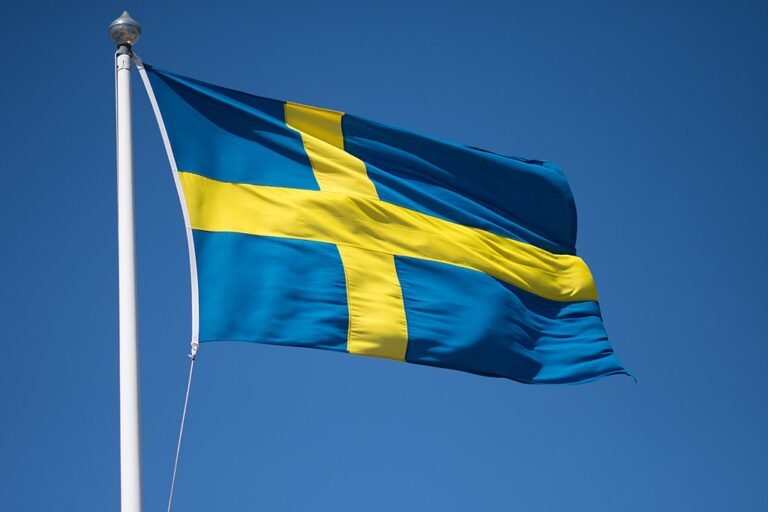 The flag of Sweden flying