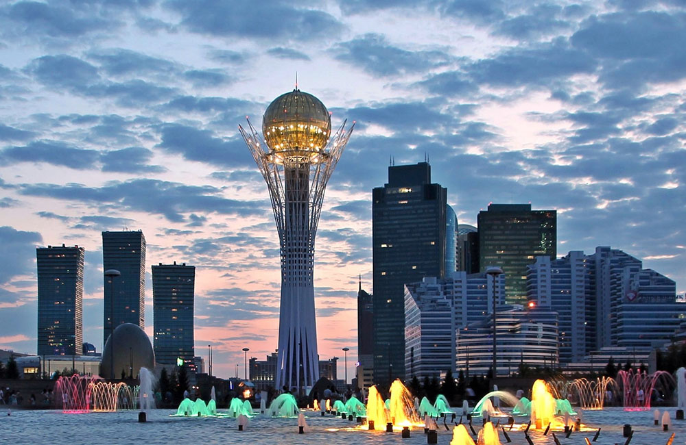 Bayterek tower and House of Ministries in Nursultan Astana, Kazakhstan