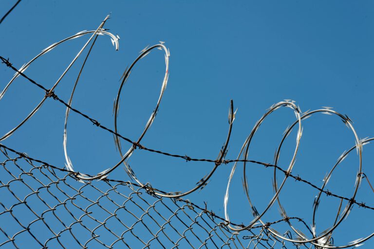 Razorwire with blue sky in the background